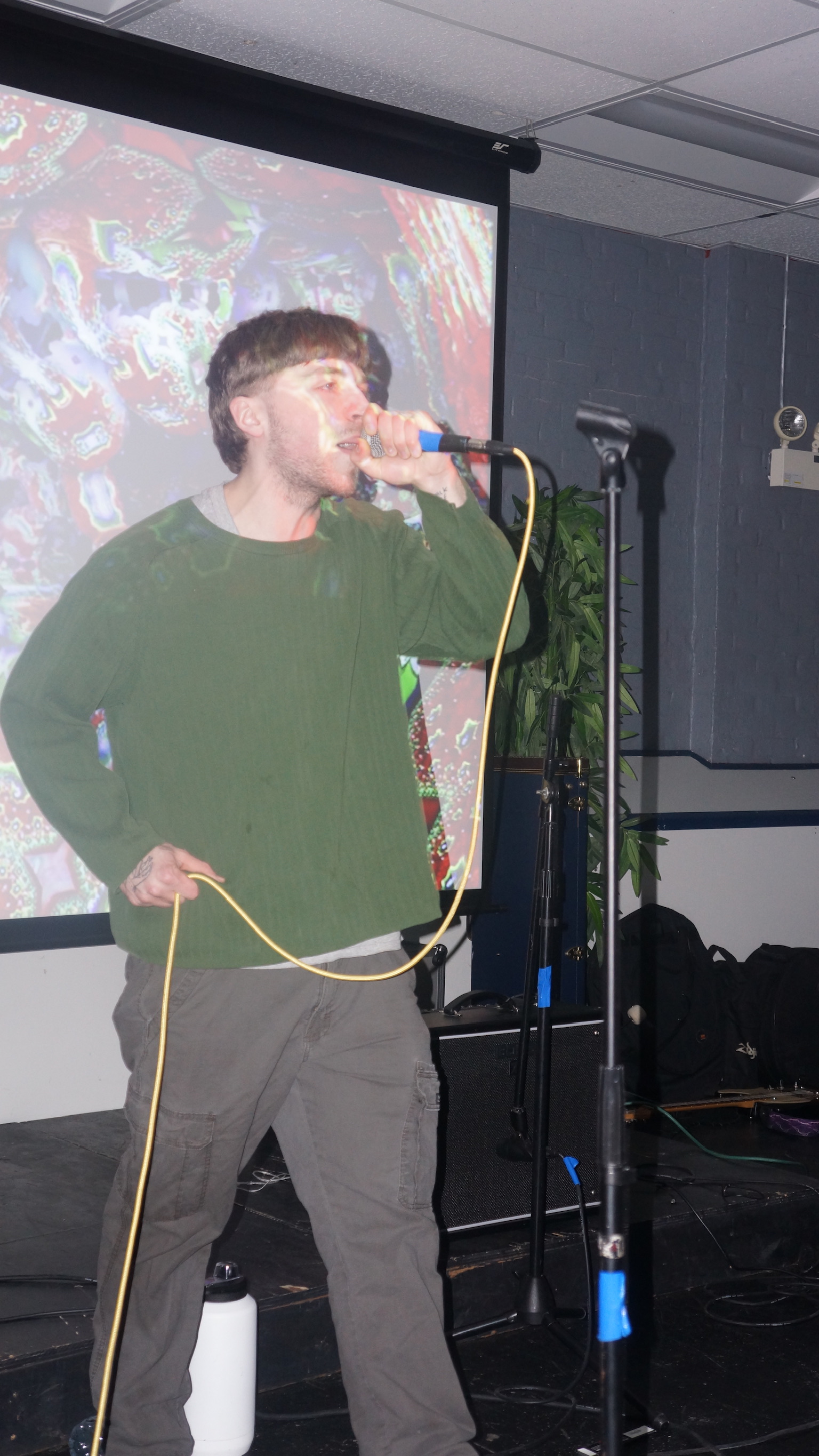 Harrison singing during live performance