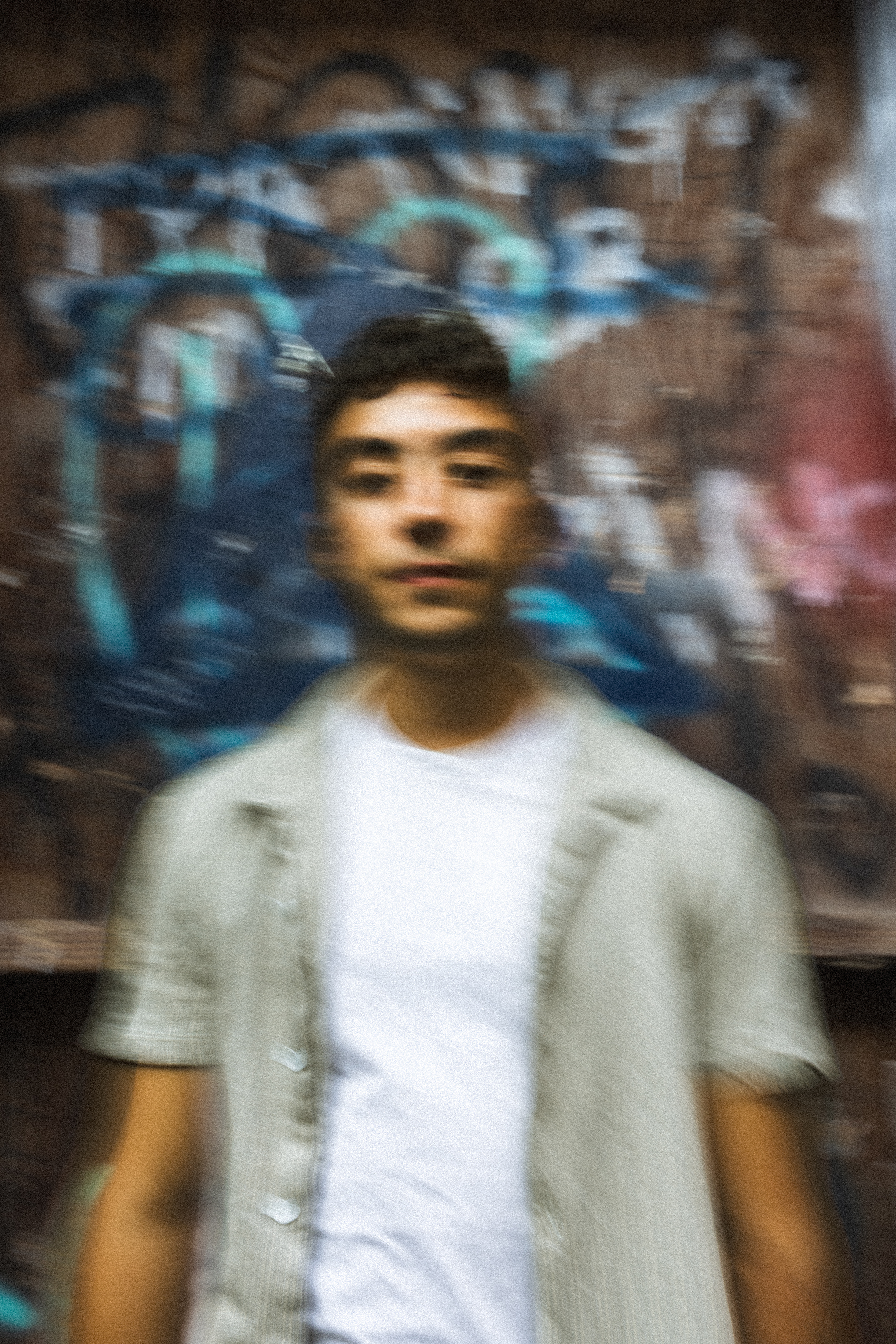 Logan's close-up, blurred.